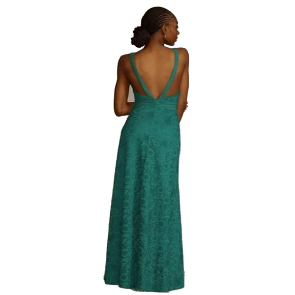 NWT David Bridal All Over Lace Sleeveless Full Length Gown/Dress Jade Sz 18 - Picture 2 of 13